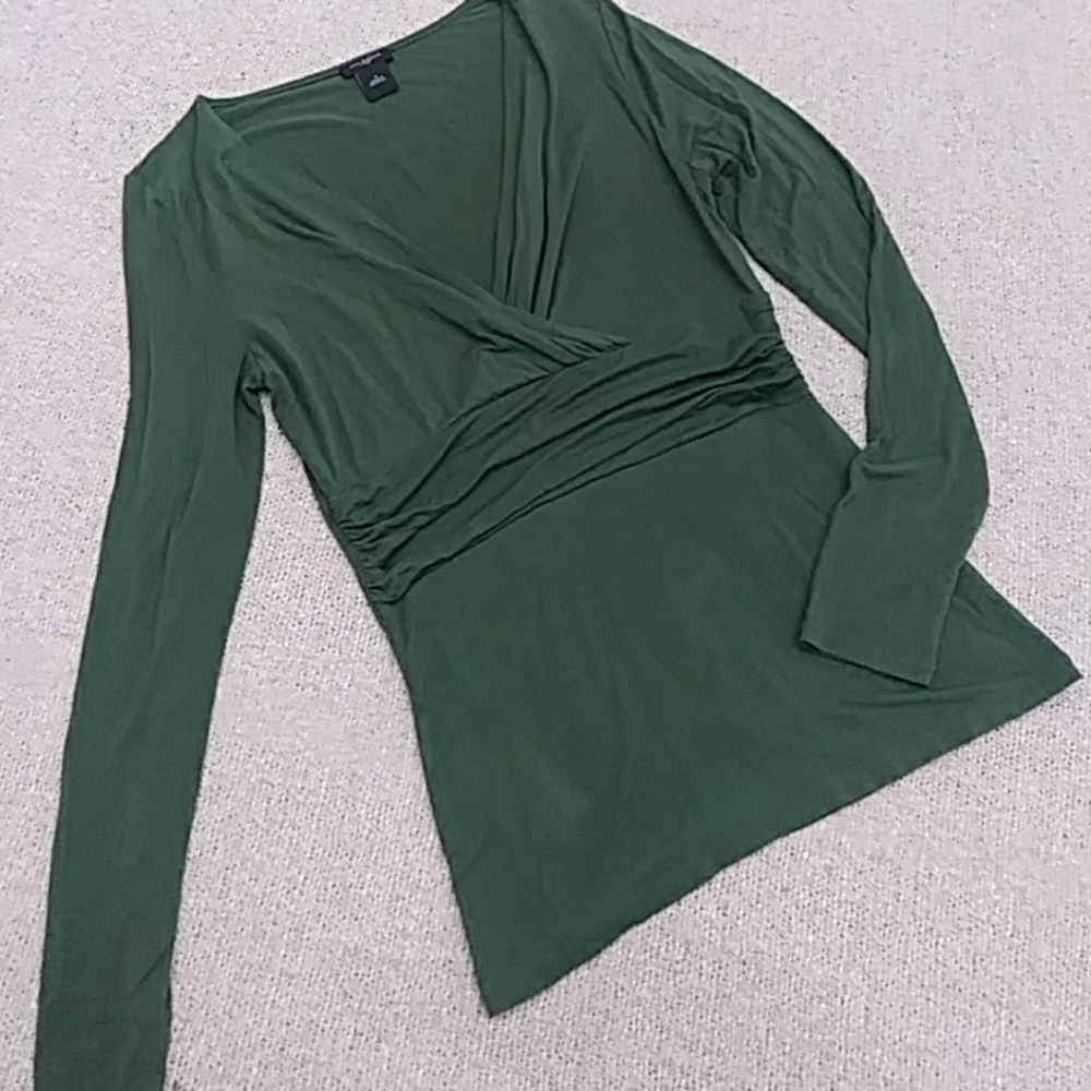 Green V-Neck Ann Taylor Blouse